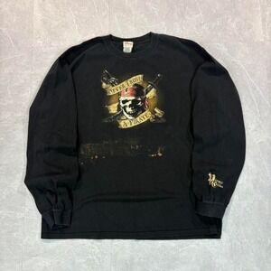 2000's Disney Pirates of the Caribbean black long sleeve shirt Size XL